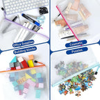9pcs A4 Mesh Zipper Pouch Bags, 9 Colors, PVC Material, Reusable, Transparent, Zip Closure, Perfect for Toy Storage, Office Organization