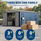 10X12 FT Storage Shed，Lockable Gable Roof Garden Shed with Grid Window, All-Weather Resistant Storage Unit for Bikes, Ladders, Patio Supplies & Garden Essentials