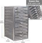 Mind Reader 10-Drawer Desk Organizer for Office Supplies, Crafts, Mail Sorting & More, Metal Mesh, 10.75"L x 14"W x 21.25"H, Silver