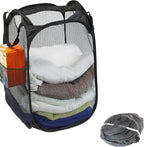 Simple Houseware Mesh Pop-Up Laundry Hamper Basket with Side Pocket, Black
