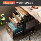 DEVAISE 3 Drawer File Cabinet with Adjustable Shelves, Rolling Wooden Filing Cabinet Mobile Printer Stand for Home Office, Rustic Brown, 15.7" D x 17.7" W x 40.3" H