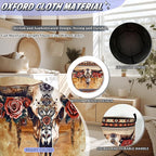 Boho Longhorn Cattle Skull Laundry Basket Oxford Cloth Tribal Laundry Hamper With Handle Foldable Portable Clothes Storage Basket Funny Laundry Bag 18.9"x16.5" For Laundry Room/Bedroom/Bathrooms