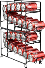 SUFAUY Beverage Can Dispneser Organizer, Stackable Shelves for Storage for Pantry, Black- 2 Pack