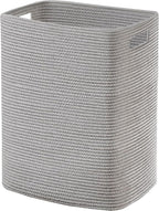 Large Laundry Hamper 16"x13"x22" - Tall Woven Laundry Basket, Cotton Rope Dirty Clothes Hamper, Baby Kids Nursery Wicker Laundry Basket, Bedroom Aesthetic, Soft Laundry Bin, Gray Hamper, 75L