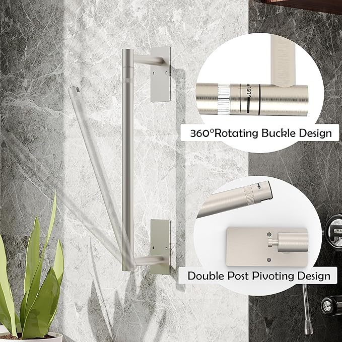 RUACQ Paper Towel Holder Under Cabinet, Wall Mounted or Adhesive Stainless Steel Paper Towel Holder,Square Base Paper Towel Rack for Kitchen, RV, Bathroom (Brushed Nickel)