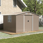 Kullavik 10FT x 8FT Outdoor Storage Shed with Window and Lockable Doors,Waterproof Metal Garden Tool Shed,Galvanized Steel shed for Backyard,Garden,Patio