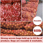 50pcs Mesh Produce Bags 60 lbs Extra Large PP Mesh Vegetable Bags 19"×31" Reusable Produce Bag Washable Net Bag for Vegetables Onions Potatoes Citrus Crawfish, Red