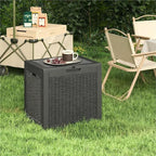 35 Gallon Outdoor Storage Box, Resin Deck Boxes Outdoor Waterproof For Patio Furniture, Garden Tools, Pool Supplies, Lockable And UV Resistant (Rattan Black)