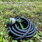 Garden Hose 75 FT, NON-EXPANDABLE Heavy-Duty Flexible & Lightweight Water Hose with 10-Function Nozzle, No-Kink, Leak-Proof Super Fabric, Solid Fittings for Lawn, Car, Outdoor (Black Blue)
