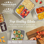 Bentgo Prep - 20-Piece 3-Compartment Reusable Meal Prep Containers with Lids, PFAS & BPA Free Materials, Durable, Microwave, Freezer, & Dishwasher Safe To Go Food Storage (Stone Gray)