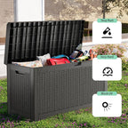 60 Gallon Deck Box,Waterproof Resin Outdoor Storage Box for Patio Furniture,Outdoor Cushions,Garden Tools and Pool Supplies,Weatherproof(Black,60Gallon)