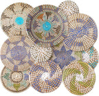 Tatuo 11 Pcs Boho Wall Basket Decor Decorative Bulrush Woven Basket Wall Decor Art Round Farmhouse Hanging Baskets for Kitchen Rustic Home Summer Decorations, Multi Sizes(Multicolour)