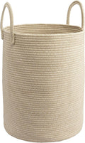 Woven Cotton Rope Laundry basket-15”X20” Laundry Hamper-Rope Storage Basket for Dirty Clothes, Toys and Blankets Perfect for Bathroom, Baby nursery and Living Room Storage (oatmeal)