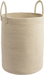 Woven Cotton Rope Laundry basket-15”X20” Laundry Hamper-Rope Storage Basket for Dirty Clothes, Toys and Blankets Perfect for Bathroom, Baby nursery and Living Room Storage (oatmeal)