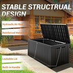 150 Gallon Outdoor Storage Box, Resin Deck Boxes Outdoor Waterproof For Patio Furniture, Garden Tools, Pool Supplies, Lockable And UV Resistant (Striped Black)