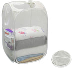 Simple Houseware Mesh Pop-Up Laundry Hamper Basket With Side Pocket, Gray - 2 Pack