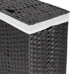 Seville Classics Premium Handwoven Portable Laundry Bin Basket with Carrying Handles, Household Storage for Clothes, Linens, Sheets, Black, Rectangular Hamper