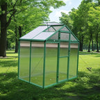 6x4 FT Outdoor Greenhouse, Polycarbonate Raised Base Greenhouses with Heavy-Duty Aluminum Walk-in Green House for Outdoor, Backyard, Patio (6x4 FT)