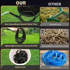 Garden Hose 25 ft Water Hose Flexible Heavy Duty Outdoor Lightweight No Kink Long Non-Expandable High Pressure Flat Hoses Pipe 100’ Strong 3/4’’ Brass Fitting for Outside Yard Lawn Car Wash