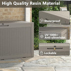 110 Gallon Outdoor Storage Box, Resin Deck Boxes Outdoor Waterproof For Patio Furniture, Garden Tools, Pool Supplies, Lockable And UV Resistant (Rattan Gray)