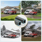 Wisteria Lane 20'x20' Metal Carport with Updated Roof & Enhanced Base, Heavy Duty Canopy Carport Garage, Vertaile for Car, Truck, Boat, Tractors, Party, Dark Gray