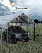 Garveelife 13 ft x21 ft x11 ft Oversized Metal Carport, Heavy Duty Metal Car Port for All-Weather, Steel Shed for Bass Boats, Pickup Trucks, and Tractors
