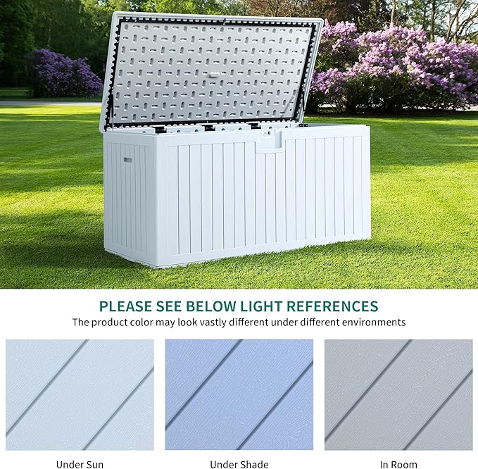 YITAHOME 230 Gallon Large Deck Box with Divider & Side Handles, Outdoor Double-Wall Storage for Patio Furniture Cushions, Garden Pool Accessories, Water Resistant & Lockable