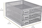 Annova Desk Organizer Wire Mesh 3 Tier Sliding Drawers Paper Sorter/Multifunctional/Premium Solid Construction for Letters, Documents, Mail, Files, Paper, Kids' Art Supplies (Silver)