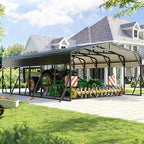 20’X30’ Heavy Duty Carport Canopy for 2 Car, Metal Car Port Garage with Galvanized Steel Roof and Reinforced Stable Triangle Frame Base, Large Car Tent Shelter for Car, Pickup, Tractor, Boat
