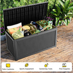 320 Gallon Outdoor Waterproof Resin Storage Deck Box Lockable Outside Bench UV Resistant Bin Patio Porch Furniture Pool Float Garden Tool Cushion Black