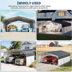 20x25FT Metal Carport w/Led Light,Outdoor Portable Car Garage,Removable PE Sidewalls,Reinforced Base & Galvanized Steel Roof, Outdoor Car Port Canopy Shelter for Boats, Trucks