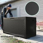 110 Gallon Outdoor Storage Box,Large Waterproof Resin Deck Box,Lockable Storage Container with Reinforced Support for Patio Cushions,Garden Tools,UV-Resistant(Black,110Gallon)