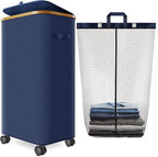 Laundry Hamper with Wheels, 110L Large Clothes Hamper with Removable Inner Bag, Collapsible Dirty Clothes Basket for Dorm, Rolling Dirty Clothes Basket for, Bedroom, Bathroom, Laundry Room