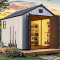 YITAHOME 8x10 FT Large Outdoor Storage Shed with Vision Windows, Extra Thick Resin Shed with Floor and Vents, 16mm Heavy Duty Plastic Storage Shed Tool Organizer for Backyard Garden Patio Lawn, Gray