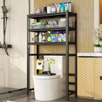 Over The Toilet Storage Shelves Metal Shelving 5-Tier Above Over Toilet Storage Shelf Adjustable Bathroom Organizers and Storage for Laundry Room, Balcony, Living Room, Kitchen, 72"H×39.4"W×13.8"D