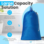 Handy Laundry Mesh Laundry Bags 2-Pack – Extra Large, Heavy Duty, Machine Washable with Handles and Shoulder Strap for College Dorm, Travel, Bedding, Clothes Storage, Blue