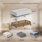 Bamboo Under Bed Storage Containers with Wheels, 2 Pack Large Under the Bed Shoe Storage Bins, Wood Rolling Underbed Drawers Organizer for Bedroom Closet Clothes Blanket Under Crib Toy Walunt