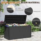 Outdoor Storage Box, Resin Deck Boxes Indoor and outdoor, Waterproof Storage Box Lockable Lid (Black, 110 Gallon)
