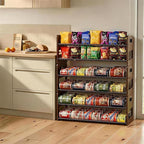 Stackable 2-Tier Can Organizer for Pantry, Space-Saving Pantry Organizer Holds up to 64 Canned Goods, Sturdy Black Shelf for Soup & Food Storage