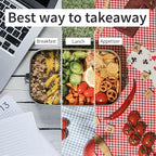 Bambaw Stainless Steel Lunch Box 40 oz, Metal Lunch Box with Adjustable Compartment, Leakproof Stainless Steel Bento, Food Grade Metal Sandwich Container