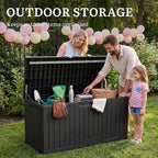 YITAHOME 120 Gallon Resin Deck Box, Large Outdoor Storage Box for Patio Cushions, Garden Tools, Pool Supplies, Lockable, Easy With Tool Assembly, Extra Seat or Table (Black)
