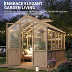 Heavy Duty Spruce Frame Wooden Greenhouse – Walk-in Outdoor Garden Outdoor Storage with Polycarbonate Panels, Adjustable Roof Vent, Lockable Door, Spacious Storage, Ideal for Patio, Lawn, 6x10