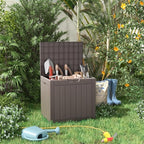 DRATO 35 Gallon Deck Boxes Resin Outdoor Storage Box UV Resistant Outside Deck Box with Lockable Lid for Patio Furniture（Grey，35 Gallon）