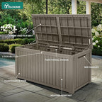 YITAHOME 180 Gallon Large Outdoor Storage XL Deck Box w/Divider for Patio Furniture,Outdoor Cushions, Garden Tools, Sports Equipment and Pool Supplies, Waterproof, Resin, Lockable, Taupe