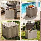 37 Gallon Resin Deck Box Outdoor Storage Box for Patio Furniture,Outdoor Cushions,Garden Tools and Pool Supplies,Waterproof,Lockable(Grey,37Gallon)