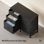 Lateral File Cabinet with 5 Drawers Rolling Filing Cabinets Under Desk Storage Printer Stand with Wheels,Mobile File Cabinet for Home Office,Black