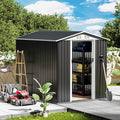 6x9FT Metal Storage Shed, Garden Tool Shed with Lockable Double Door & Sloping Roof, Outdoor Backyard Storage（Grey）