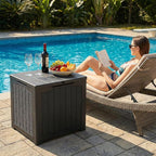 UDPATIO 30 Gallon Deck Box, Outdoor Storage Box Lockable Waterproof Resin, Indoor Outdoor Storage Container for Patio Cushions, Garden Tools, Pool Accessories, Package Delivery Boxes for outside