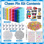 80 Set Cheer Pins Volleyball Spirit Clips, Include 80 Wooden Cheer Colored Clothes Pins 300 Letter Beads 120 Mini Volleyball Decor for Team Gifts for Cheerleading Backpacks Cheer Gifts Bulk