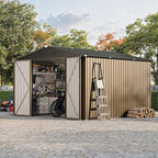 10 x 10 FT Outdoor Storage Shed,Metal Garden Sheds&Outdoor Storage Clearance, Large Tool Shed Outdoor with Single Lockable Door,Ideal Storage House for Backyard Garden Patio Lawn
